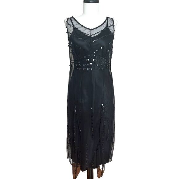 Garnet Hill Silk Beaded sheer Y2K Dress 2P Whimsigoth Fairy Sequin festival - Picture 1 of 14